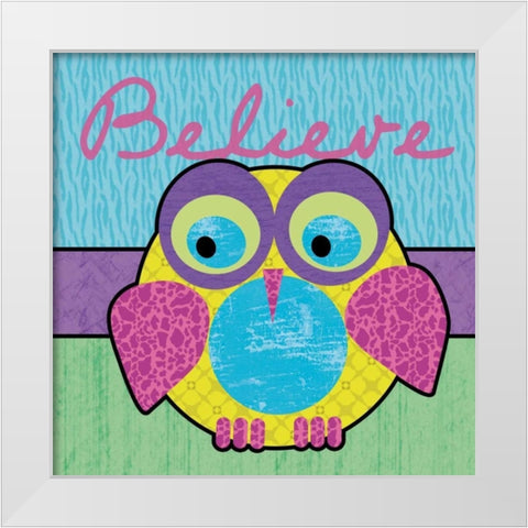 Highlighter Belief Owl White Modern Wood Framed Art Print by Gibbons, Lauren