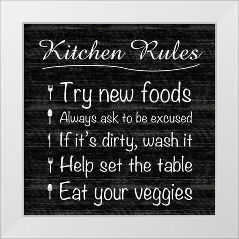 Kitchen Rule White Modern Wood Framed Art Print by Gibbons, Lauren
