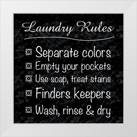 Laundry Rules White Modern Wood Framed Art Print by Gibbons, Lauren