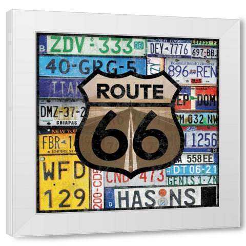 Route 66 Plates White Modern Wood Framed Art Print by Gibbons, Lauren