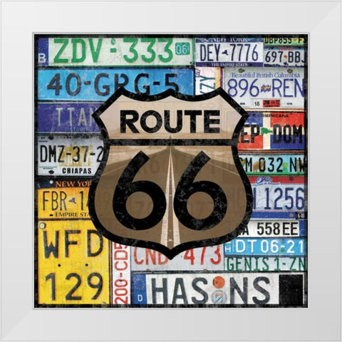 Route 66 Plates White Modern Wood Framed Art Print by Gibbons, Lauren