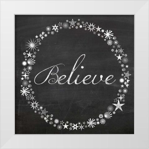 Believe Stars White Modern Wood Framed Art Print by Gibbons, Lauren