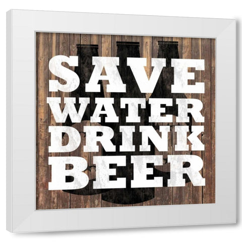 Save Water White Modern Wood Framed Art Print by Gibbons, Lauren