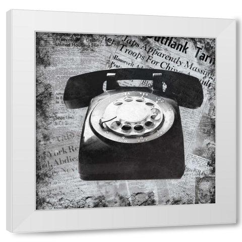 Vintage Phone White Modern Wood Framed Art Print by Gibbons, Lauren