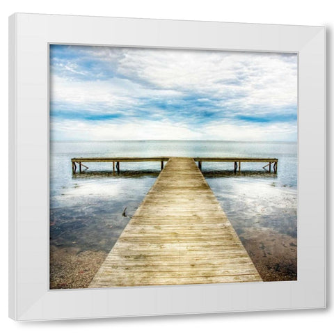 Staring Down the Pier White Modern Wood Framed Art Print by Head, Danny