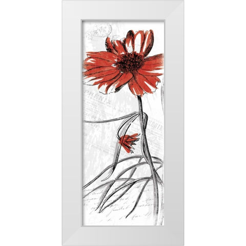 Red Flower White Modern Wood Framed Art Print by Grey, Jace