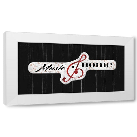 Music is home White Modern Wood Framed Art Print by Grey, Jace