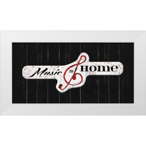 Music is home White Modern Wood Framed Art Print by Grey, Jace