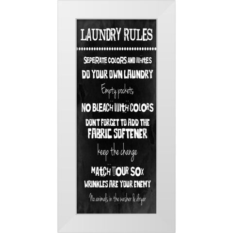 Laundry Rules White Modern Wood Framed Art Print by Grey, Jace