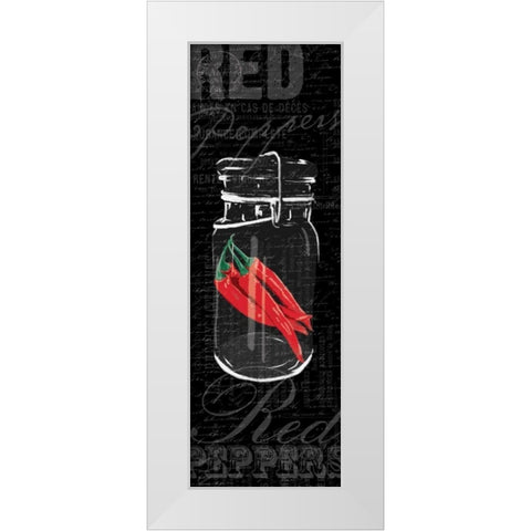 Red Peppers White Modern Wood Framed Art Print by Grey, Jace