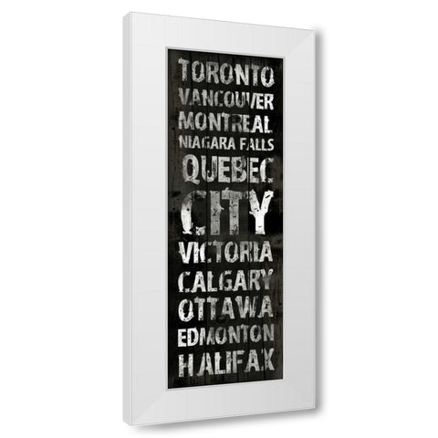 Canada Grunge Type White Modern Wood Framed Art Print by Grey, Jace
