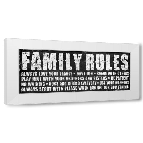 Family rules White Modern Wood Framed Art Print by Grey, Jace