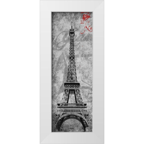 Paris Postal White Modern Wood Framed Art Print by Grey, Jace