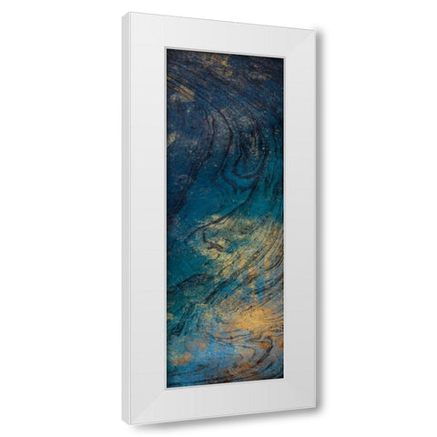 Golden Blue Marble Mate White Modern Wood Framed Art Print by Grey, Jace