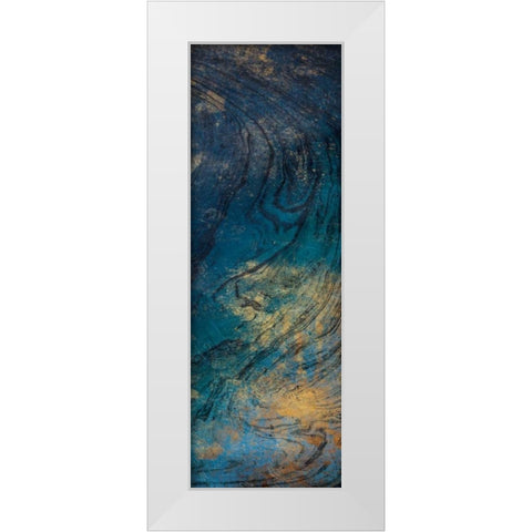 Golden Blue Marble Mate White Modern Wood Framed Art Print by Grey, Jace