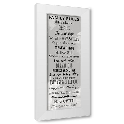 Family Rules Black White Modern Wood Framed Art Print by Grey, Jace