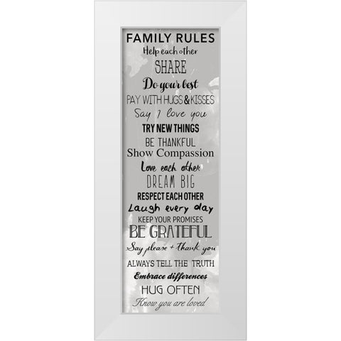 Family Rules Black White Modern Wood Framed Art Print by Grey, Jace