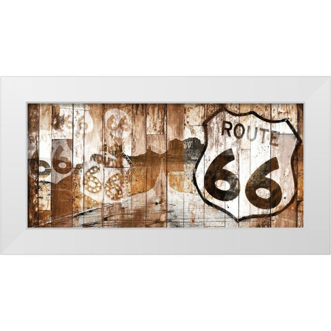 Golden Route 66 White Modern Wood Framed Art Print by Grey, Jace