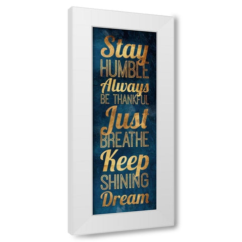 Stay Humble Gold White Modern Wood Framed Art Print by Grey, Jace