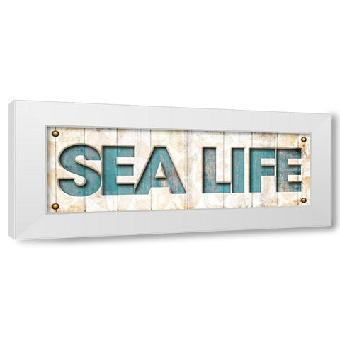 Sea Life Sign White Modern Wood Framed Art Print by Grey, Jace