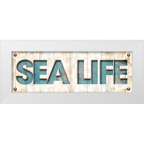 Sea Life Sign White Modern Wood Framed Art Print by Grey, Jace