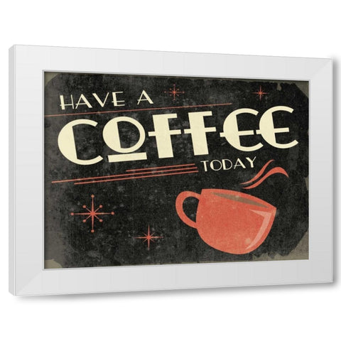 Retro Coffee A White Modern Wood Framed Art Print by Grey, Jace