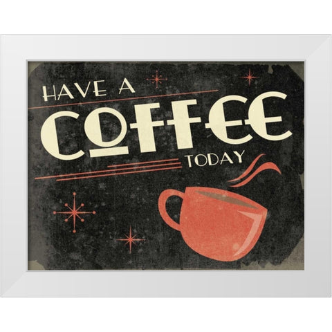 Retro Coffee A White Modern Wood Framed Art Print by Grey, Jace