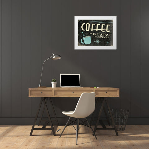 Retro Coffee B White Modern Wood Framed Art Print by Grey, Jace
