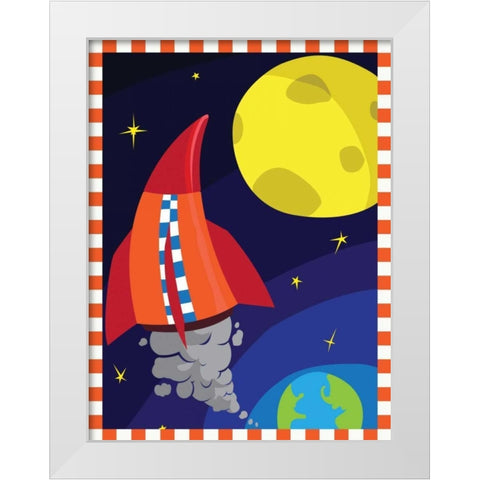 Rockets White Modern Wood Framed Art Print by Grey, Jace