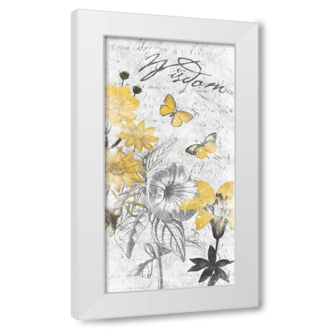 Wisdom Floral White Modern Wood Framed Art Print by Grey, Jace