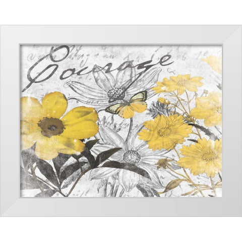 Courage Floral D White Modern Wood Framed Art Print by Grey, Jace