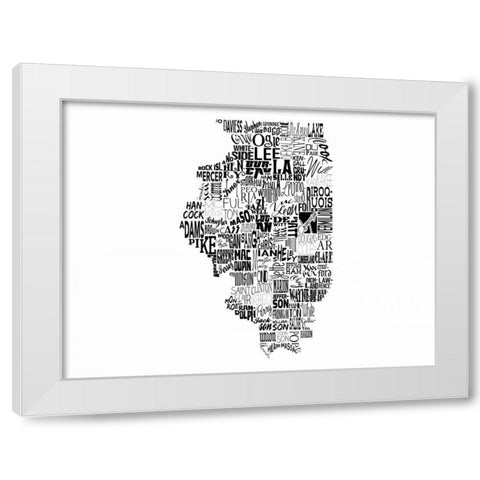 Illinois White Modern Wood Framed Art Print by Grey, Jace