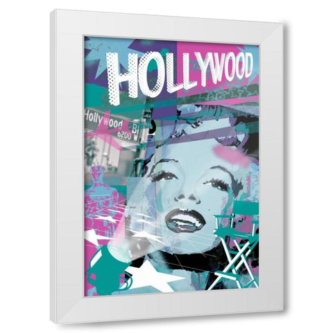 Marilyn Blue Hollywood White Modern Wood Framed Art Print by Grey, Jace