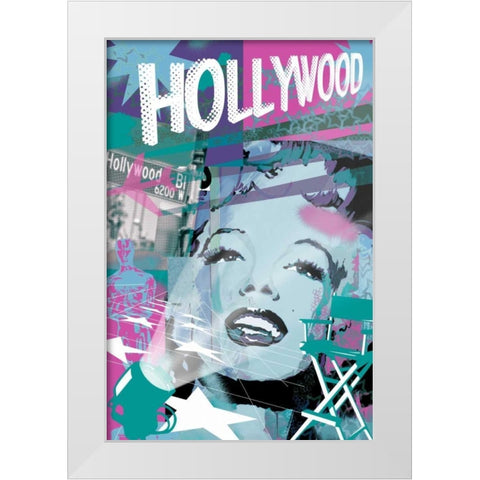 Marilyn Blue Hollywood White Modern Wood Framed Art Print by Grey, Jace