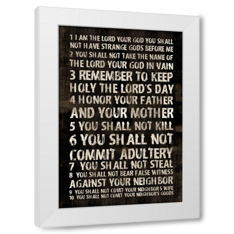 Full 10 Commandments White Modern Wood Framed Art Print by Grey, Jace