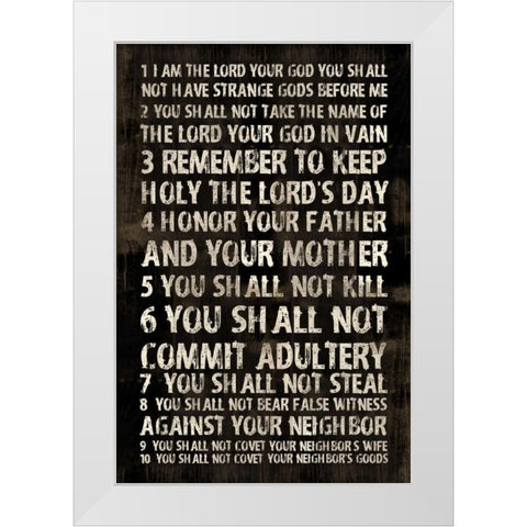 Full 10 Commandments White Modern Wood Framed Art Print by Grey, Jace