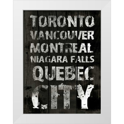 Canada Grunge Type White Modern Wood Framed Art Print by Grey, Jace