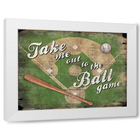 Baseball White Modern Wood Framed Art Print by Grey, Jace