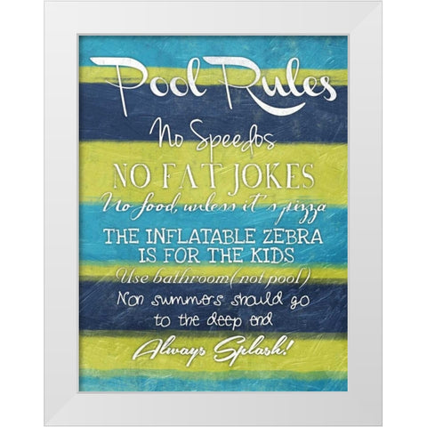 Pool Rules White Modern Wood Framed Art Print by Grey, Jace