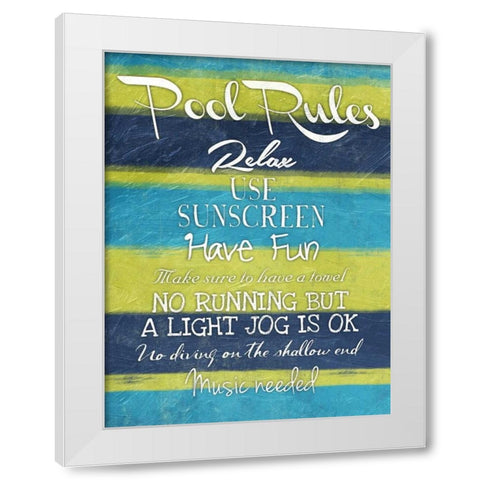 Pool Rules Mate White Modern Wood Framed Art Print by Grey, Jace