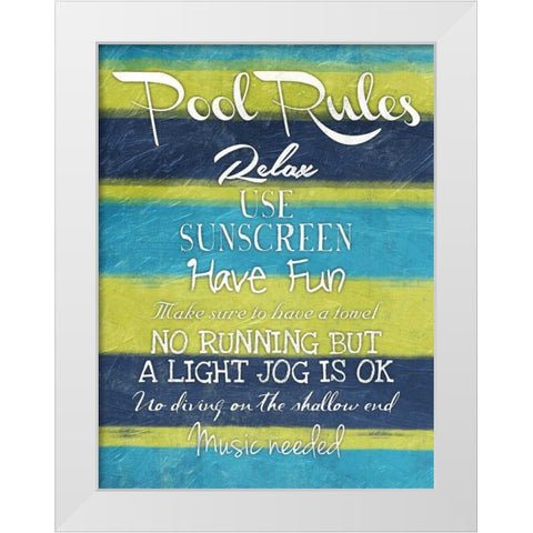 Pool Rules Mate White Modern Wood Framed Art Print by Grey, Jace