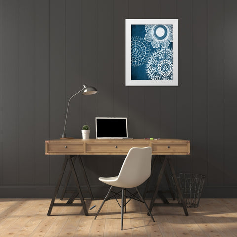 Blue Patterns Mate White Modern Wood Framed Art Print by Grey, Jace