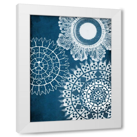 Blue Patterns Mate White Modern Wood Framed Art Print by Grey, Jace