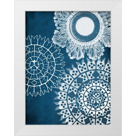 Blue Patterns Mate White Modern Wood Framed Art Print by Grey, Jace