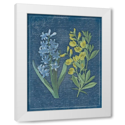 Blue Print Floral Mate White Modern Wood Framed Art Print by Grey, Jace