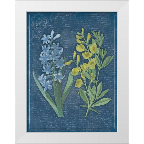 Blue Print Floral Mate White Modern Wood Framed Art Print by Grey, Jace