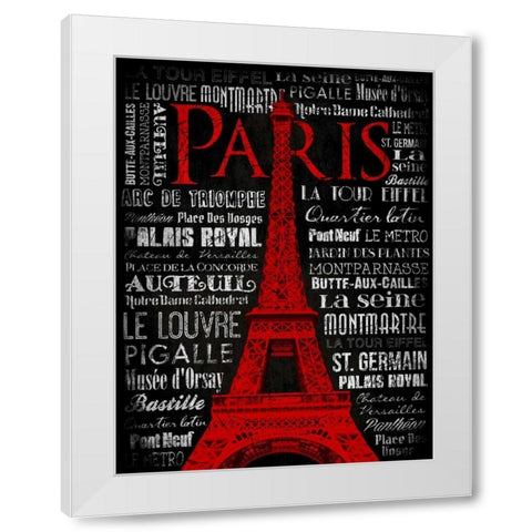 Paris Type RED White Modern Wood Framed Art Print by Grey, Jace