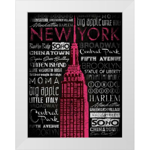 NY Type White Modern Wood Framed Art Print by Grey, Jace