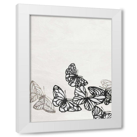 Butterflies White Modern Wood Framed Art Print by Grey, Jace