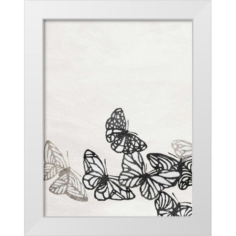 Butterflies White Modern Wood Framed Art Print by Grey, Jace